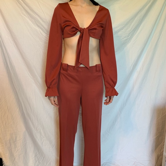 Vintage 70s Crop top and pants Set - Picture 1 of 15